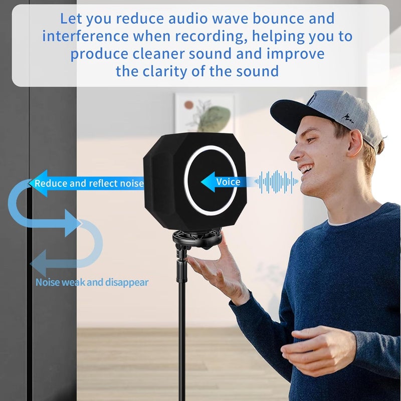 ktondic Professional Mic Isolation Shield with Pop Filter, Microphone Sound Isolation Ball, Sound-Absorbing Foam to Reduce Noise and Reflection for Recording, Singing, Podcasts, Live Stream - Image 3